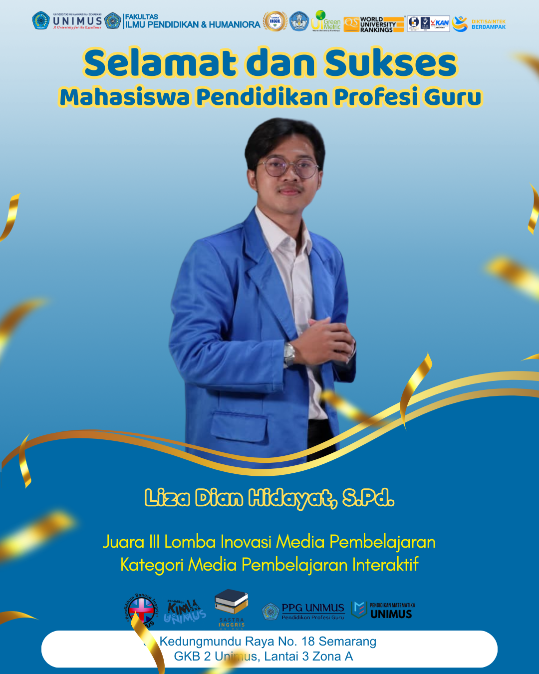 Read more about the article Liza Dian Hidayat, Mahasiswa PPG FIPH UNIMUS, Raih Juara III Lomba Inovasi Media Pembelajaran Nasional
