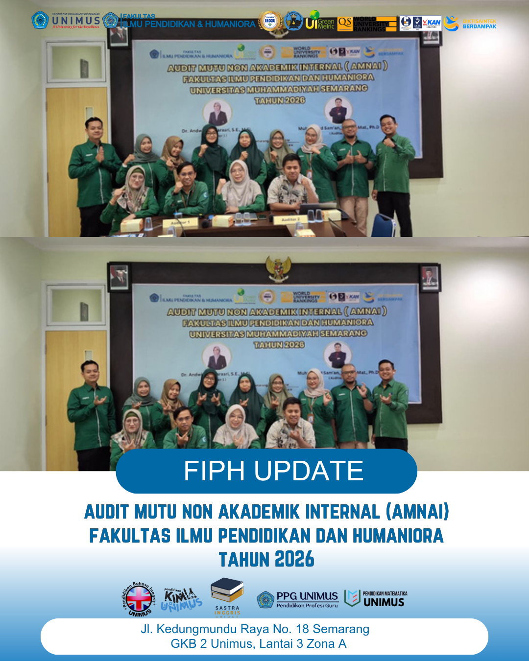 Read more about the article Audit Mutu Non Akademik Internal FIPH UNIMUS Tahun 2026 Berjalan Lancar